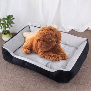 Dog Bone Pattern Big Soft Warm Kennel Pet Dog Cat Mat Blanket  Size: S  60×45×15cm (Black Grey)