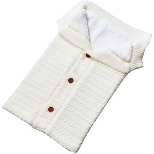 Warm Soft Cotton Knitting Envelope Newborn Baby Sleeping Bag(White)