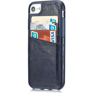 M109 voor iPhone 6 & 6s Retro PU leder textuur Shockproof back cover beschermhoes met 3 Card Slots (Marine blauw)