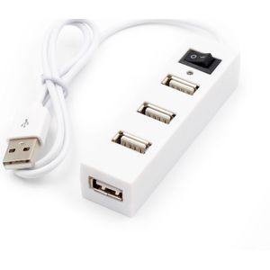 4 Ports USB HUB 2.0 USB Splitter Adapter with Switch(White)