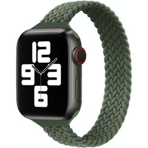 Small Taille Single Loop Nylon Vlecht Vervangende horlogeband voor Apple Watch Series 7 45 mm / 6 & SE & 5 & 4 44mm / 3 & 2 & 1 42mm  Grootte: M 155mm (Dark Olive Green)