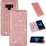 For Samsung Galaxy Note 9 Ultrathin Glitter Magnetic Horizontal Flip Leather Case with Holder & Card Slots(Rose Gold)