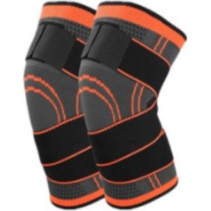 2 PCS Fitness Running Cycling Bandage Knee Support Braces Elastic Nylon Sports Compression Pad Sleeve  Size:M(orange)