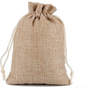 50 PCS Multi size Linen Jute Drawstring Gift Bags Sacks Wedding Birthday Party Favors Drawstring Gift Bags  Size:13x18cm(Linen Color)