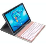 HW108A Detachable Magnetic Colorful Backlight Plastic Bluetooth Keyboard + Silk Pattern TPU Protective Cover for Huawei MediaPad M5 10.8 Pro / 10.8  with Pen Slot & Bracket (Pink)