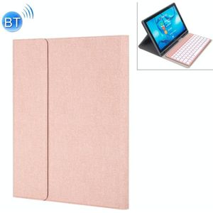 HW108A Detachable Magnetic Colorful Backlight Plastic Bluetooth Keyboard + Silk Pattern TPU Protective Cover for Huawei MediaPad M5 10.8 Pro / 10.8  with Pen Slot & Bracket (Pink)
