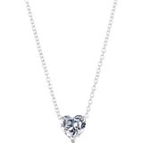 Crystal Heart Pendant Necklace Female Short Chain Necklace(Silver)