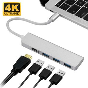 USB-C Hub  Type-C Adapter To HDMI 3 USB 3.0  Portable Aluminum USB C Dongle For MacBook Pro 2018/2017/2016 Chromebook Pixel  DELL XPS13