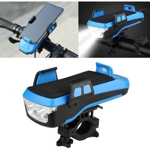 USB Charging Bicycle Light Front Handlebar Led Light  ? with Holder & Electric Horn?2400mAh Battery(Blue)