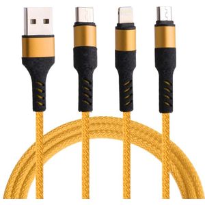 Micro USB / 8 Pin / Type-C to USB High Speed Weave Charging Cable(Yellow)