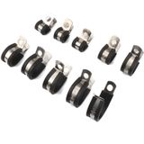 10 PCS Car Rubber Cushion Pipe Clamps Stainless Steel Clamps  Size: 3/8 inch (10mm)