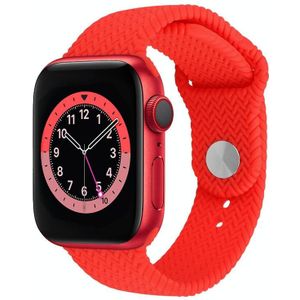 Geweven patroon Siliconen Snap Watchband Voor Apple Watch Series 6 & SE & 5 & 4 44mm / 3 & 2 & 1 42mm(Rood)