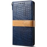 Splicing Color Crocodile Texture PU Horizontal Flip Leather Case for iPhone 6 Plus / 6s Plus  with Wallet & Holder & Card Slots & Lanyard (Blue)