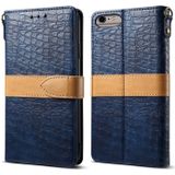 Splicing Color Crocodile Texture PU Horizontal Flip Leather Case for iPhone 6 Plus / 6s Plus  with Wallet & Holder & Card Slots & Lanyard (Blue)