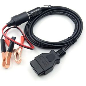 OBD II Car ECU Emergency Power Supply Cable Memory Saver with Alligator Clip-On Cigarette Lighter Power Socket
