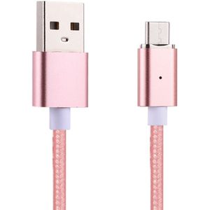 1m Weave Style 2A Magnetic USB-C / Type-C to USB Weave Style Data Sync Charging Cable with LED Indicator  For Galaxy S8 & S8 + / LG G6 / Huawei P10 & P10 Plus / Xiaomi Mi6 & Max 2 and other Smartphones (Rose Gold)