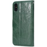 Crazy Horse Texture Detachable Magnetic Back Cover Horizontal Flip Leather Case with Holder & Card Slots & Photo Frame & Wallet For iPhone X / XS(Green)