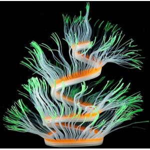 Aquarium Fish Tank Landscaping Decoration Silica Gel Simulation Software Coral Fluorescent Anemone  Size: 75cm(Green)