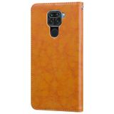 For Xiaomi Redmi Note 9 Business Style Oil Wax Texture Horizontal Flip Leather Case with Holder & Card Slots & Wallet(Orange Yellow)