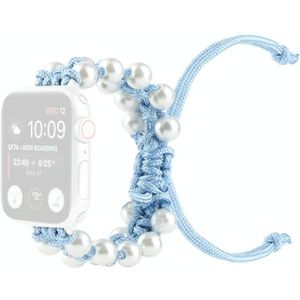 Umbrella Rope Bead Nylon Replacement Watchbands For Apple Watch Series 6 & SE & 5 & 4 40mm / 3 & 2 & 1 38mm(Light Blue)