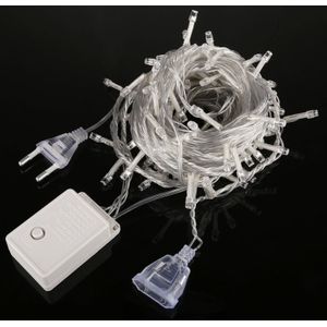 Waterproof  String Light  Length: 10m  100 LED Light with Controller  Flashing / Fading / Chasing Effect  AC 220V  EU Plug(White Light)