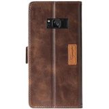 For Samsung Galaxy S8 Retro Texture Contrast Color Side Buckle Horizontal Flip Leather Case with Holder & Card Slots & Wallet(Brown)