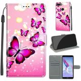 For Honor 9 Lite Voltage Colored Drawing Magnetic Clasp Horizontal Flip PU Leather Case with Holder & Card Slots(C03 Gradient Pink Flying Butterflies)
