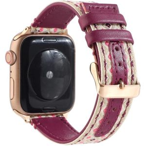 Ethnic Leather Watchband For Apple Watch Series 6 & SE & 5 & 4 40mm / 3 & 2 & 1 38mm(Purple)