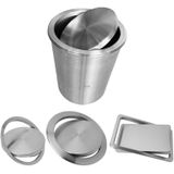 Embedded Type Stainless Steel Swing Cover Flip Kitchen Countertop Trash Can Lid  Cap  Size:Square 16.2x22.7cm(Silver)