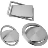 Embedded Type Stainless Steel Swing Cover Flip Kitchen Countertop Trash Can Lid  Cap  Size:Square 16.2x22.7cm(Silver)