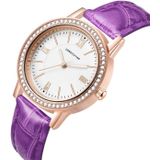 1665JIAYUYAN Fashion  Women Quartz Wrist Watch with PU Leather band and alloy watch case (Purple)