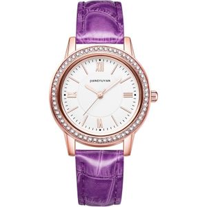 1665JIAYUYAN Fashion  Women Quartz Wrist Watch with PU Leather band and alloy watch case (Purple)