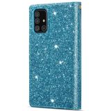 For Samsung Galaxy A81 / Note 10 Lite / M60s Multi-card Slots Starry Sky Laser Carving Glitter Zipper Horizontal Flip Leather Case with Holder & Wallet & Lanyard(Sky Blue)