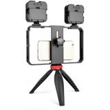 YELANGU PC203 YLG1801C Vlogging Live Broadcast LED Selfie Light Smartphone Video Rig Handle Stabilizer Plastic Bracket Tripod Kits