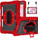 360 Degree Rotation Contrast Color Shockproof Silicone + PC Case with Holder & Hand Grip Strap & Shoulder Strap For iPad 9.7 2018 / 2017 / Air / Air 2 / Pro 9.7 (Red+Black)