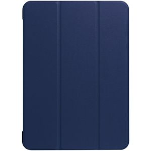 For iPad Pro 10.5 inch PU Litchi Texture 3-folding Smart Case Clear Back Cover with Holder(navy)
