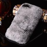 For  iPhone 8 & 7  Genuine Rabbit Hair Diamond Encrusted Thickened PC Protective Case(Grey)