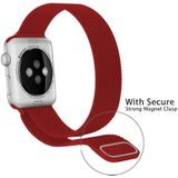 For Apple Watch Series 6 & SE & 5 & 4 44mm / 3 & 2 & 1 42mm Milanese Loop Magnetic Stainless Steel Watchband(Rose Red)