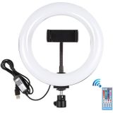 PULUZ 7.9 inch 20cm USB RGB Dimmable LED Dual Color Temperature LED Curved Light Ring Vlogging Selfie Photography Video Lights with Phone Clamp (Black)