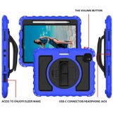 For iPad Air 2020 10.9 360 Degree Rotation PC + Silicone Shockproof Combination Case with Holder & Hand Grip Strap & Neck Strap & Pen Slot Holder(Blue)