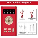 RK-C19 Live Broadcast Audio Headset Microphone Webcast Entertainment Streamer Sound Card for Phone  Computer PC(Red)