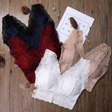 Women Lace Crop Top Seamless Ladies Sexy V neck Tube Tops  Size:One Size(Skin)