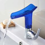 Bathroom Hot Cold Water Faucet Wine Glass Waterfall Faucet(Blue)