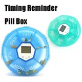 TF141 7-Cell Night Lighting Electronic Pill Box Portable Timing Reminder Pill Box  Size: 11x2.5cm(Blue)