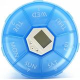 TF141 7-Cell Night Lighting Electronic Pill Box Portable Timing Reminder Pill Box  Size: 11x2.5cm(Blue)