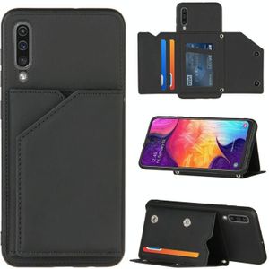 For Samsung Galaxy A50 & A30s & A50s Skin Feel PU + TPU + PC Back Cover Shockproof Case with Card Slots & Holder & Photo Frame(Black)