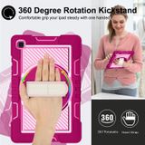 360 Degree Rotation Contrast Color Shockproof Silicone + PC Case with Holder & Hand Grip Strap & Shoulder Strap For Samsung Galaxy Tab A7 10.4 (2020) T500/T505(Rose Red+Pink)