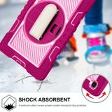 360 Degree Rotation Contrast Color Shockproof Silicone + PC Case with Holder & Hand Grip Strap & Shoulder Strap For Samsung Galaxy Tab A7 10.4 (2020) T500/T505(Rose Red+Pink)