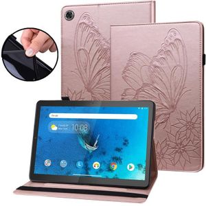 Voor Lenovo Tab M10 HD 2e gen Big Butterfly Lederen Tablet Case (Rose Gold)