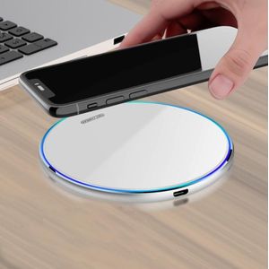 X8 15W QI Round Acrylic Mirror Wireless Charger(Silver)